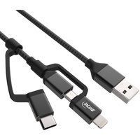 InLine 3-in1 USB Kabel, Micro-USB, Lightning, USB Typ-C, schwarz/Alu,