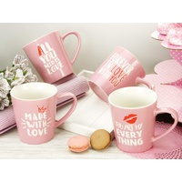 CreaTable Kaffeebecher Love Collection 0,42 l Rosa 4 St.