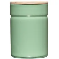 RIESS Vorratsdose mit Eschenholzdeckel Ø8cm 0,49L Green Emaille