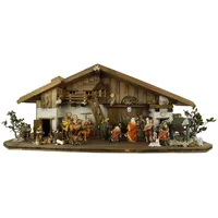 Krippenbaustudio Böhner Stimmungsvolle Weihnachtskrippe Gotthard dunkel inkl. 24-tlg. Figurensatz