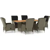 VidaXL Polyrattan Garten-Essgruppe 7-tlg. braun inkl. Auflagen 3060145