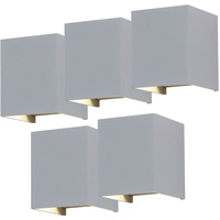 ETC Shop Außenwandleuchte Aluminium 10,0 cm 5er Set grau