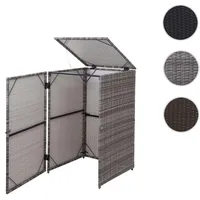 Mendler Mülltonnenverkleidung HWC-E25, Mülltonnenbox Mülltonnenabdeckung, Poly-Rattan 120l ~ grau