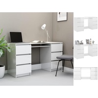 VidaXL Schreibtisch Hochglanz-Weiß 140x50x77 cm Holzwerkstoff
