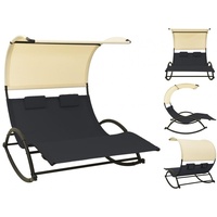 VidaXL Doppel-Sonnenliege 180 x 139 x 170 cm schwarz/creme