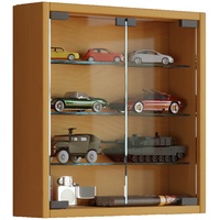 PKline Vitrinenschrank Glas Wandschrank Vitrine Sammlervitrine Hängeschrank Buche Dekor
