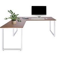 HJH Office Eckschreibtisch WORKSPACE XL I Walnuss/Weiß Schreibtisch mit