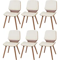 Mendler 6er-Set Esszimmerstuhl HWC-B16, Holz Bugholz Retro-Design Walnussoptik, ~