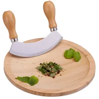 Relaxdays Wiegemesser mit Brett, einschneidige Klinge für Kräuter, mit