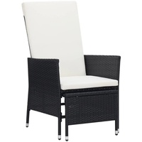 VidaXL Garten-Liegestuhl mit Auflagen Poly Rattan Schwarz