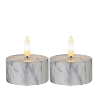 Star Trading LED Teelicht Marmoroptik Zement natürliche Flamme Marble,