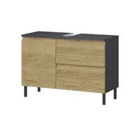 Germania Waschbeckenunterschrank 8243-564 GW-Salinas, in Graphit/Eiche,mit Siphonaussparung, 80 x