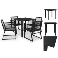 VidaXL 5-tlg. Garten-Essgruppe PVC Rattan Schwarz