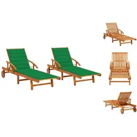 VidaXL Sonnenliegen 2 Stk. mit Auflagen Massivholz Akazie
