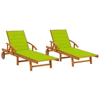 VidaXL Sonnenliegen 2 Stk. mit Auflagen Massivholz Akazie