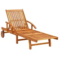 VidaXL Sonnenliegen 2 Stk. mit Tisch und Auflagen Massivholz