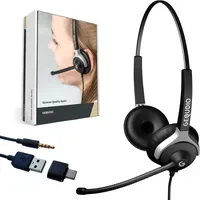 GEQUDIO Headset 2-Ohr mit USB für PC MAC