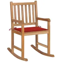 VidaXL Schaukelstuhl mit Rotem Kissen Massivholz Teak