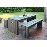 Promadino Rotterdam Holz-Garnitur 3-tlg. grau