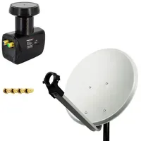 PremiumX 45cm Satellitenschüssel Stahl Hellgrau Satelliten-Antenne SAT Anlage Twin
