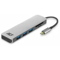 Act USB-C Hub Kartenleser AC7050 Grau, Schwarz 0.15 m