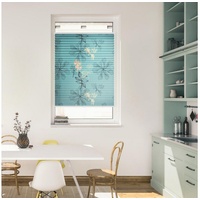 Lichtblick ORIGINAL Plissee Klemmfix, ohne Bohren, blickdicht, Aqua Floral