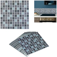 Relaxdays Mosaik Fliesenaufkleber, 10er Set, selbstklebend, Küche & Badezimmer,