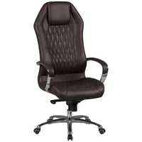 FineBuy Bürostuhl MONTEREY Echtleder Chefsessel Schreibtischstuhl Drehstuhl - Braun