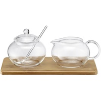 Weis Weis, Zucker-/Sahne Set Glas mit Bambustablett, 14580