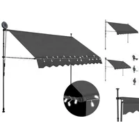 VidaXL Einziehbare Markise Handbetrieben mit LED 300 cm Anthrazit