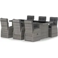 VidaXL Polyrattan Garten-Essgruppe 7-tlg. grau inkl. Auflagen 3059344