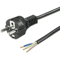ISOLED Schutzkontakt-Stecker schwarz, 1,5m, lose Kabelenden