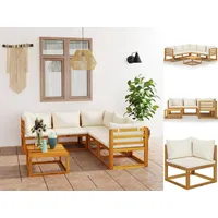 VidaXL Garten-Lounge-Set 6-tlg. creme Massivholz Akazie