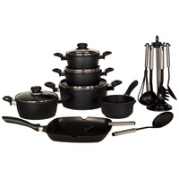 Krüger Aluguss-Topf-Set 6-tlg. schwarz 4 x Fleischtopf + Stieltopf