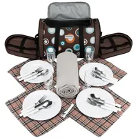 Anndora Picknick Kühltasche inkl. Picknick Decke Geschirr Besteck für