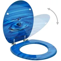 VidaXL Toilettensitz mit Deckel MDF Blau Wassertropfen-Design