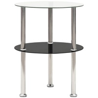 VidaXL Beistelltisch mit 2 Ablagen Transparent & Schwarz 38cm