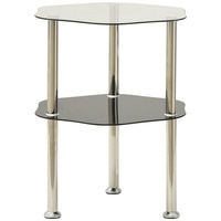 VidaXL Beistelltisch mit 2 Ablagen Transparent 38x38x50 cm Hartglas
