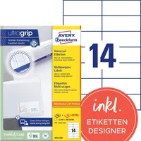 Avery Zweckform Etiketten 3653-200 weiß 105,0 x 42,3 mm