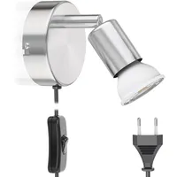 Ledscom.de Leselampe LUNARA mit Schalter und Stecker chrom matt