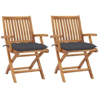 VidaXL Gartenstühle 2 Stk. mit Anthrazit Kissen Massivholz Teak