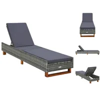 VidaXL Sonnenliege mit Auflage Poly Rattan Grau
