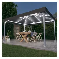 VidaXL Pavillon mit LED-Lichterkette 400x300 cm Anthrazit Aluminium