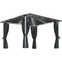 VidaXL Pavillon mit Vorhängen  3 x 3 m Aluminium