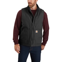 CARHARTT WASHED DUCK LINED MOCK NECK VEST | black