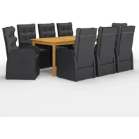 VidaXL Garten-Essgruppe 9-tlg. Schwarz