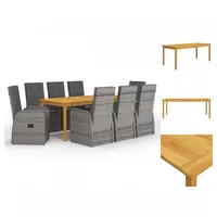 VidaXL Garten-Essgruppe 9-tlg. Grau