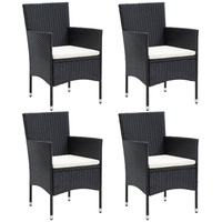 VidaXL Garten-Essstühle 4 Stk. Poly Rattan Schwarz