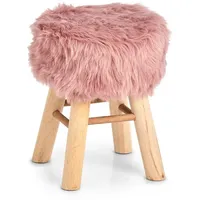 Hti-Living Sitzhocker Holz, Kunstfell Zottel