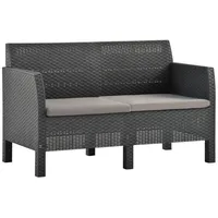VidaXL 2-Sitzer Gartensofa mit Kissen Anthrazit PP Rattan